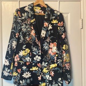 Loft women’s floral Print blazer Size 10 Blue